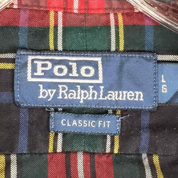 Polo Ralph Lauren Oxford Shirt Mens Size Large L Black Plaid Button Down - Picture 4 of 7